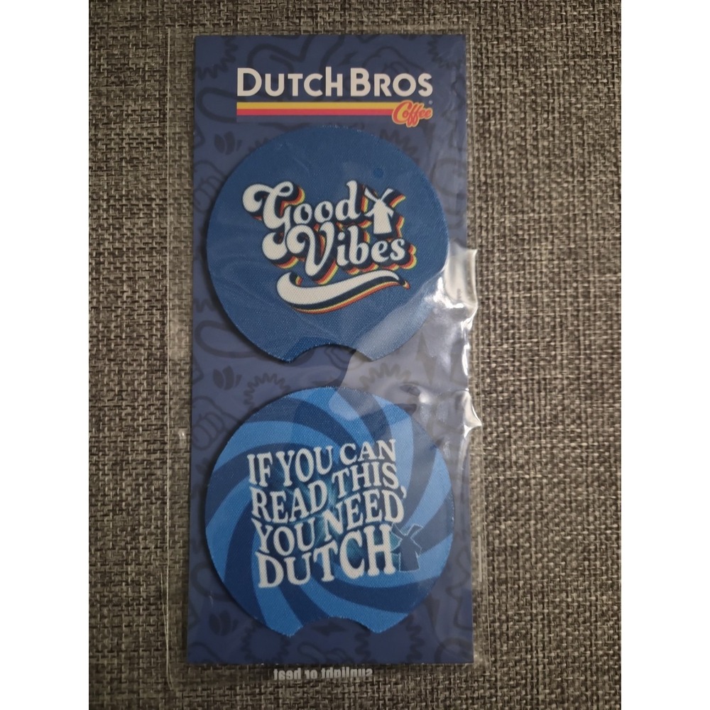 Dutch Bros Coffee Car Cup Holder Coasters Set of 2 New In Package Blue